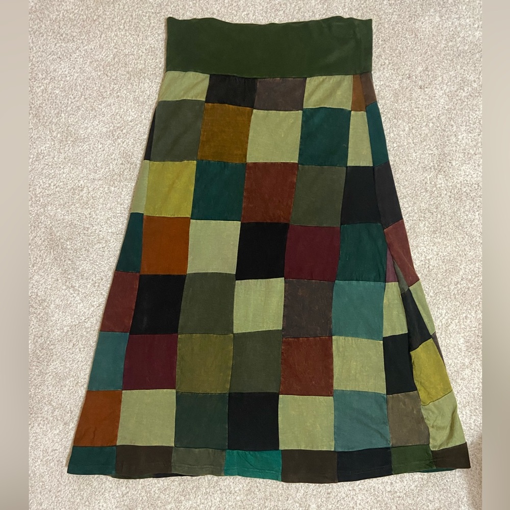 Jayli Hippie Skirt, Bohemian Style, Earthy Tones, Size Large